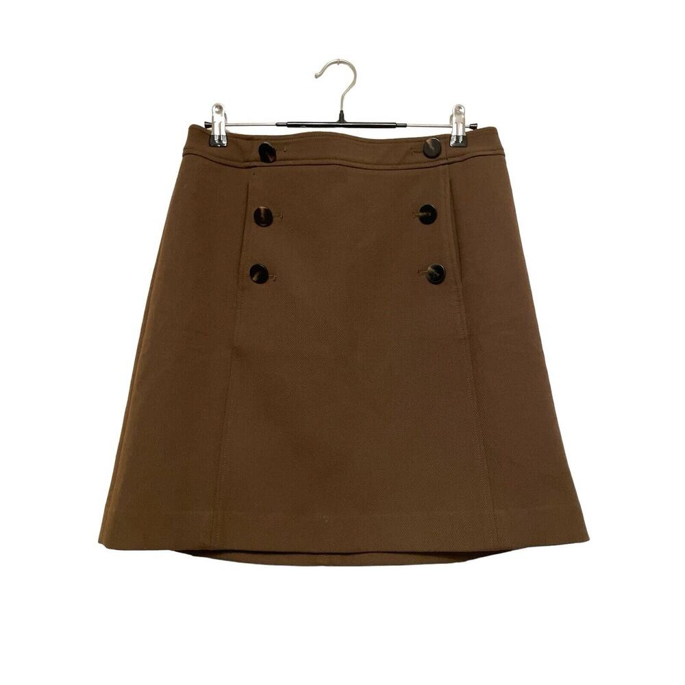 Ann Taylor Tweed A-line Mini Skirt Size 10 Brown Military Office Career Pockets
